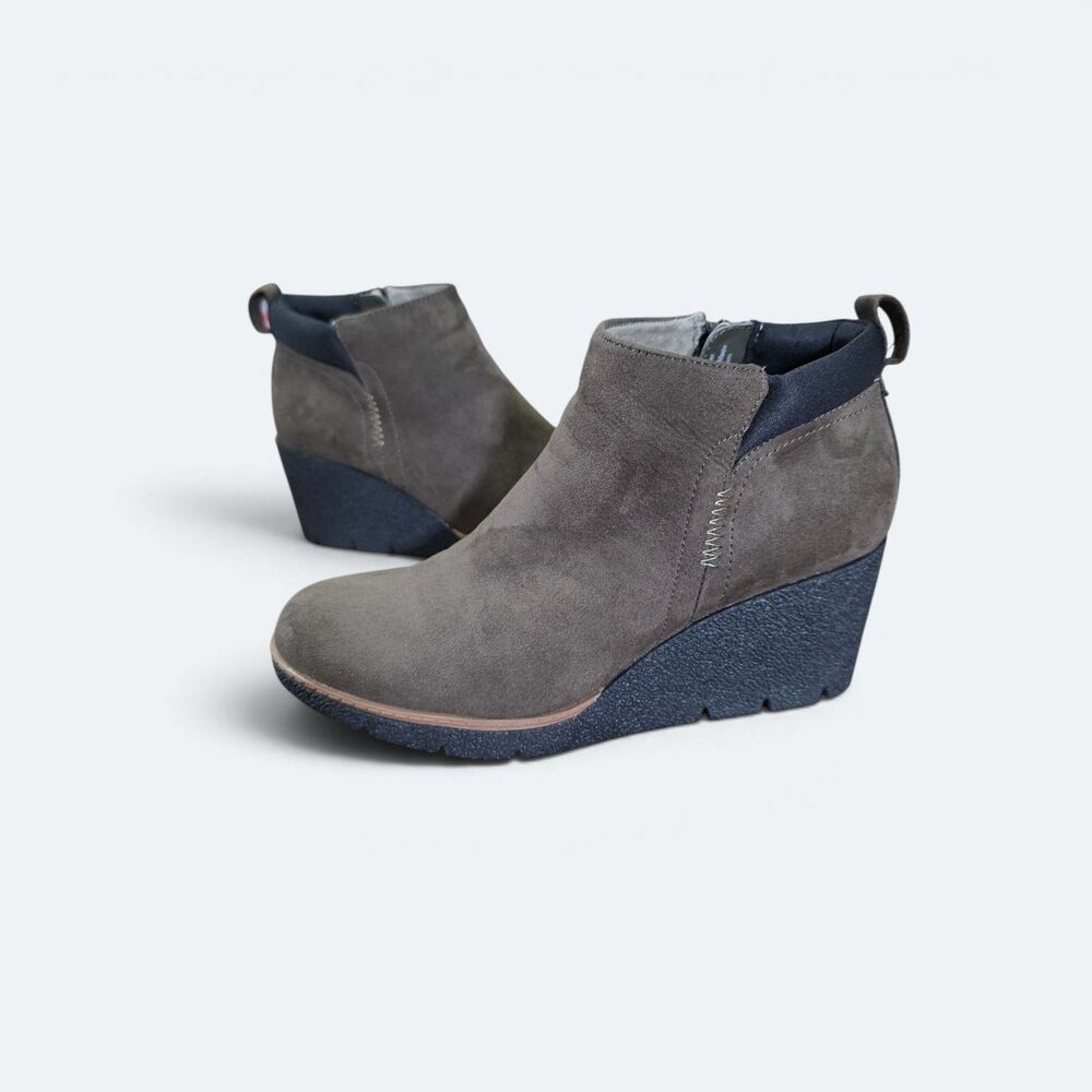 Dr. Scholl's Berklie Women's Wedge Ankle Booties Olive Green Suede Size 7 M